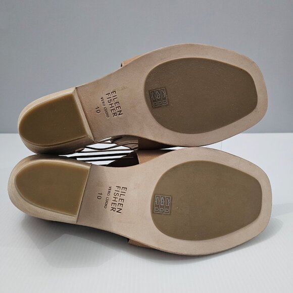 NEW Eileen Fisher Alfie Sandal Caged Peep Toe Heel Honey Tan Nubuck Size 10 - Picture 12 of 14